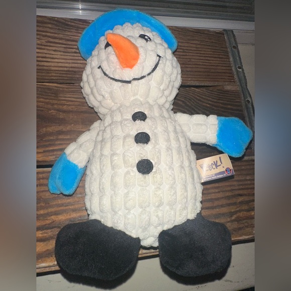 Snowman Dog Toy Plush with Blue Hat and Blue gloves ~NWT ~ squeaker - Picture 5 of 7